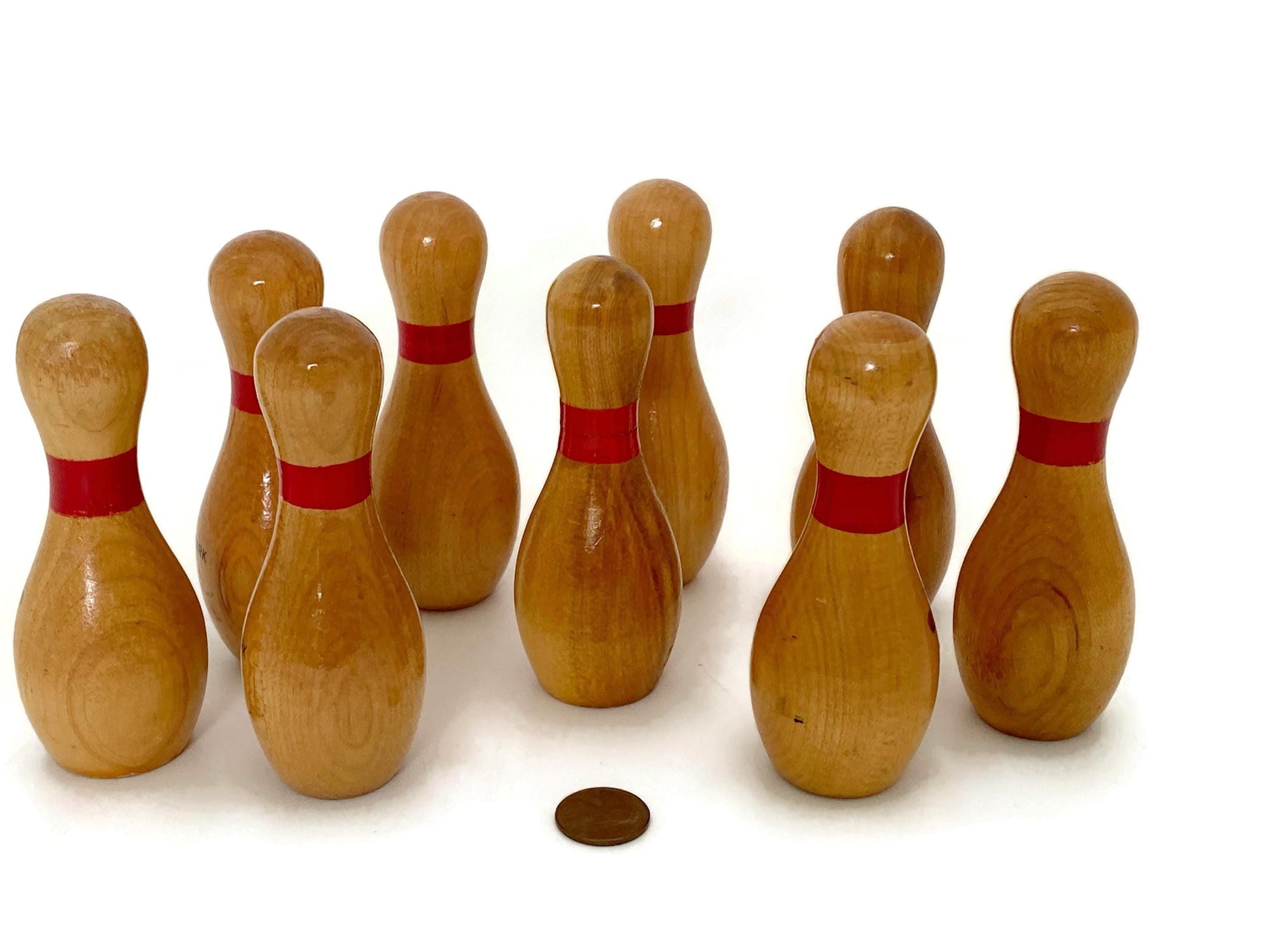 Vintage Mini Bowling Pin Set - Vintage Wooden League Participation Trophies at Duckwells