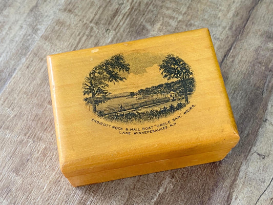 Antique Lake Winnipesaukee Tiny Trinket Box at Duckwells