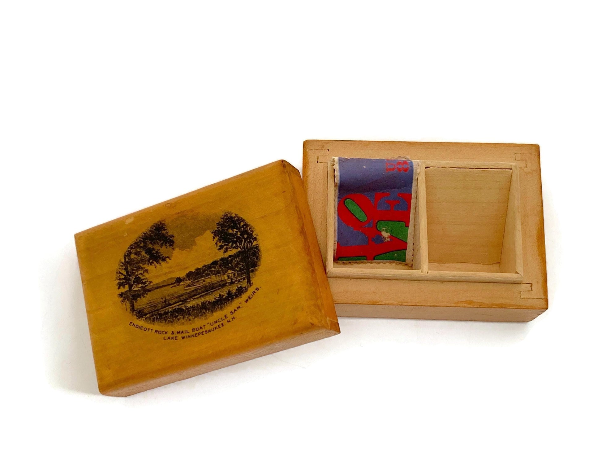 Antique Lake Winnipesaukee Tiny Trinket Box at Duckwells