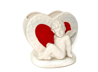 Vintage Valentine's Day Cupid Ceramic Planter by Lefton at Duckwells