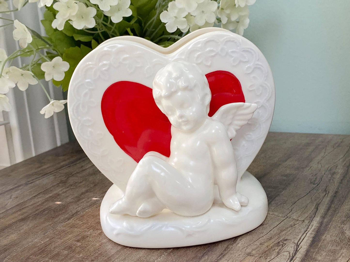 Vintage Valentine's Day Cupid Ceramic Planter by Lefton at Duckwells