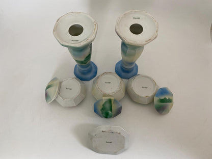 Antique Ceramic Vanity Set Including Candlesticks at Duckwells