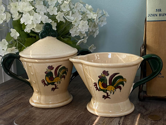 Vintage California Pottery Sugar and Creamer by Metlox at Duckwells