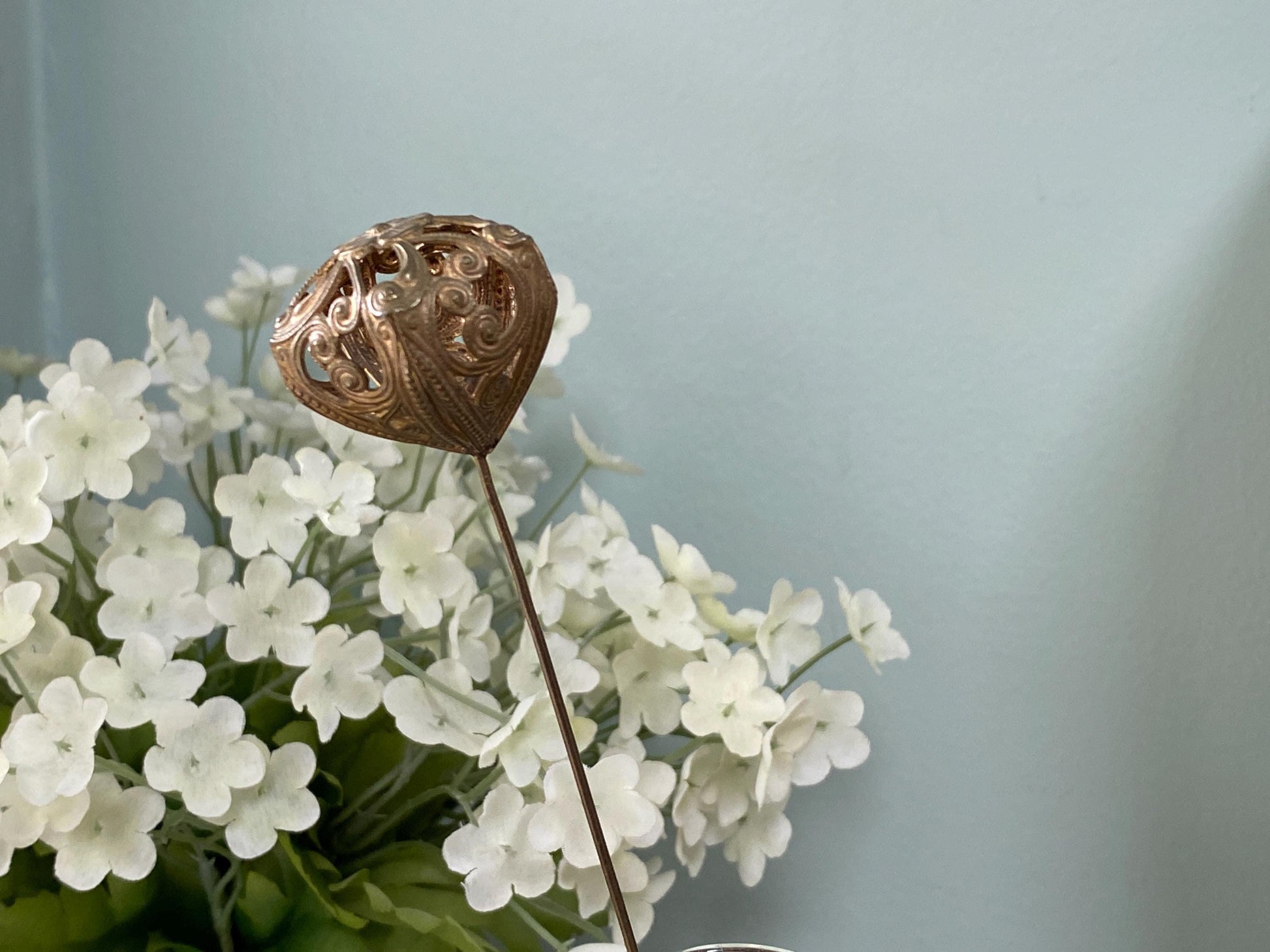 Antique Hat Pin - Art Nouveau Metal Filagree Hatpin at Duckwells