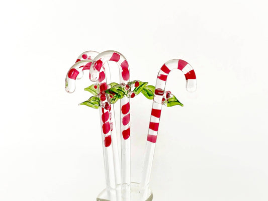 Vintage Christmas Drink Stirrers, Spun Glass Candy Canes at Duckwells