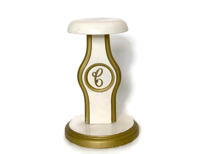 Antique Hat Stand,  Gold and White Wood Display