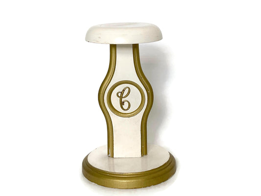 Antique Hat Stand,  Gold and White Wood Display