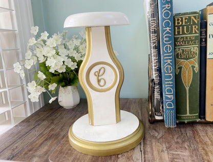 Antique Hat Stand,  Gold and White Wood Display