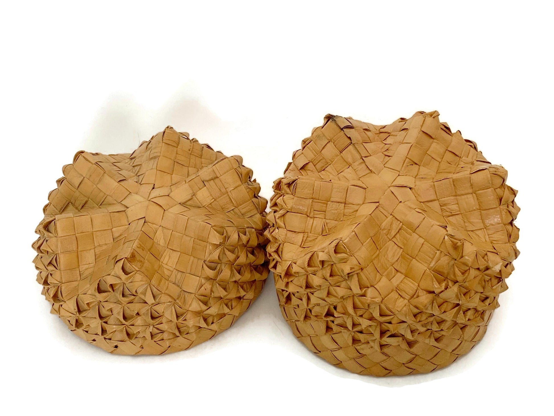 Vintage Hawaiian Basket, Lauhala Six Point Star Design at Duckwells