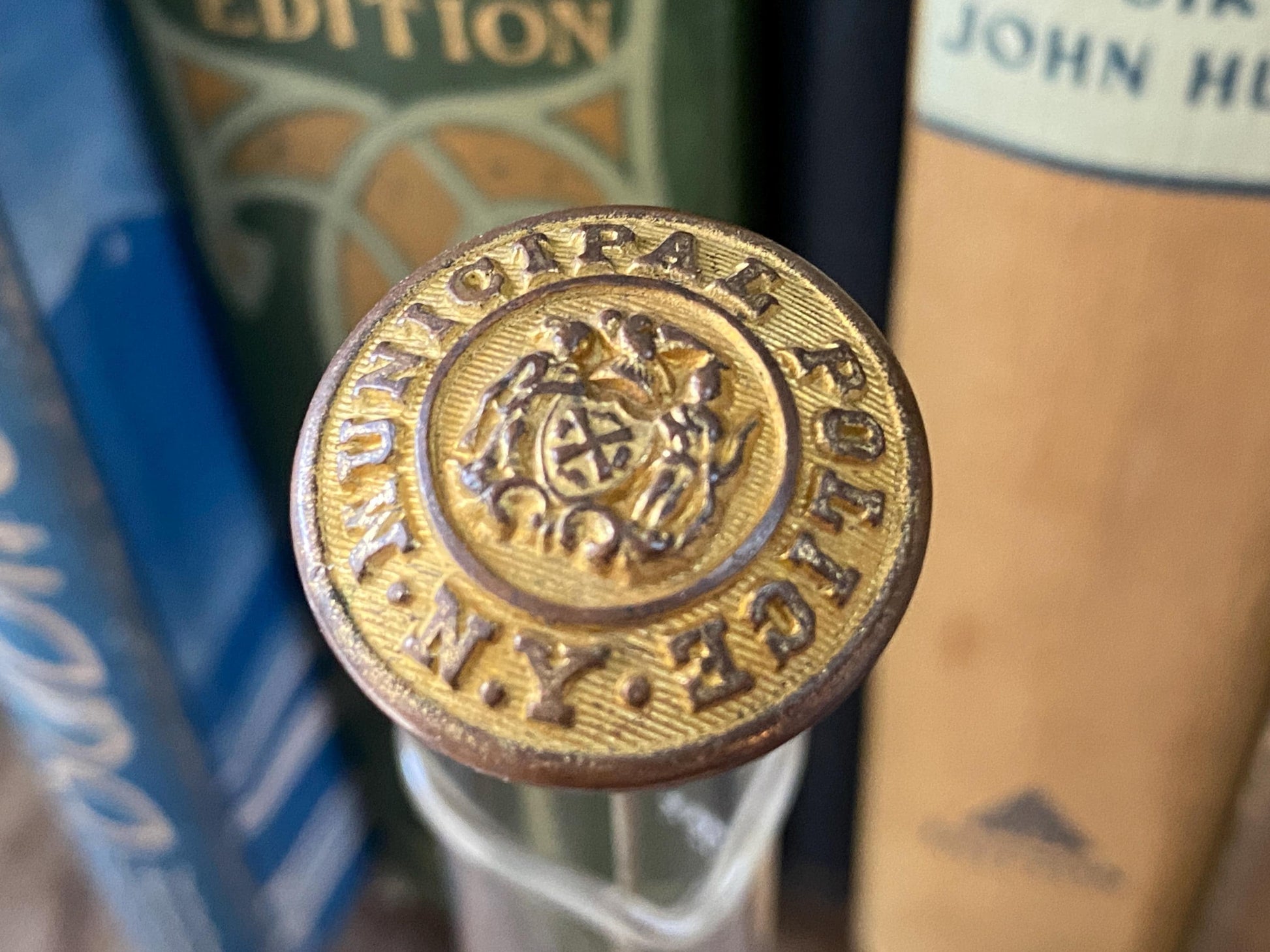 Antique Police Hatpin by Waterbury Button at Duckwells