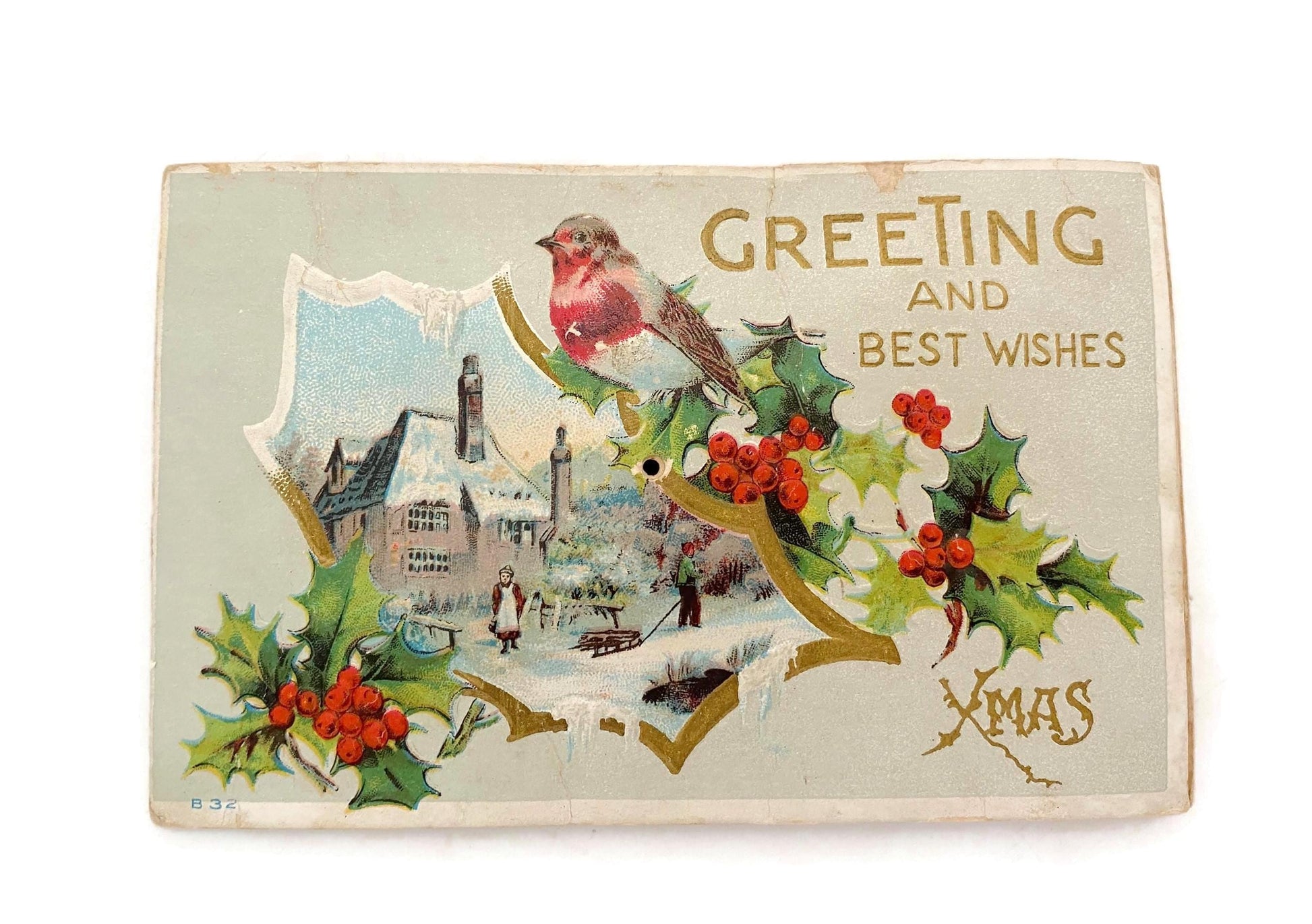 Antique Christmas Postcard, Rare Squeaker Card at Duckwells