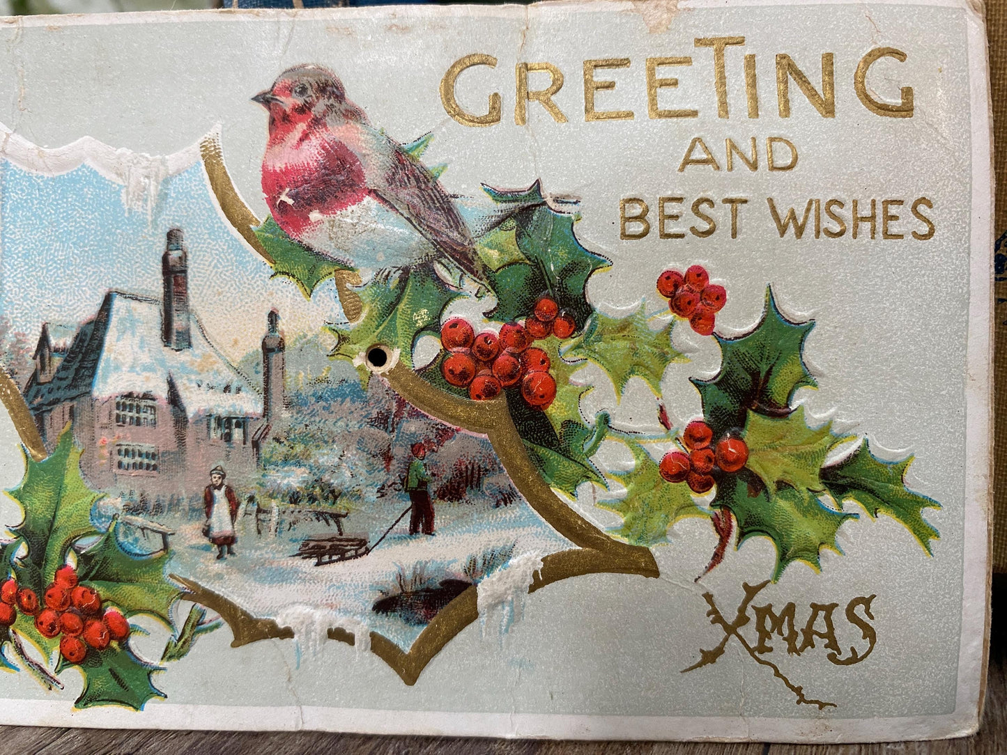 Antique Christmas Postcard, Rare Squeaker Card at Duckwells