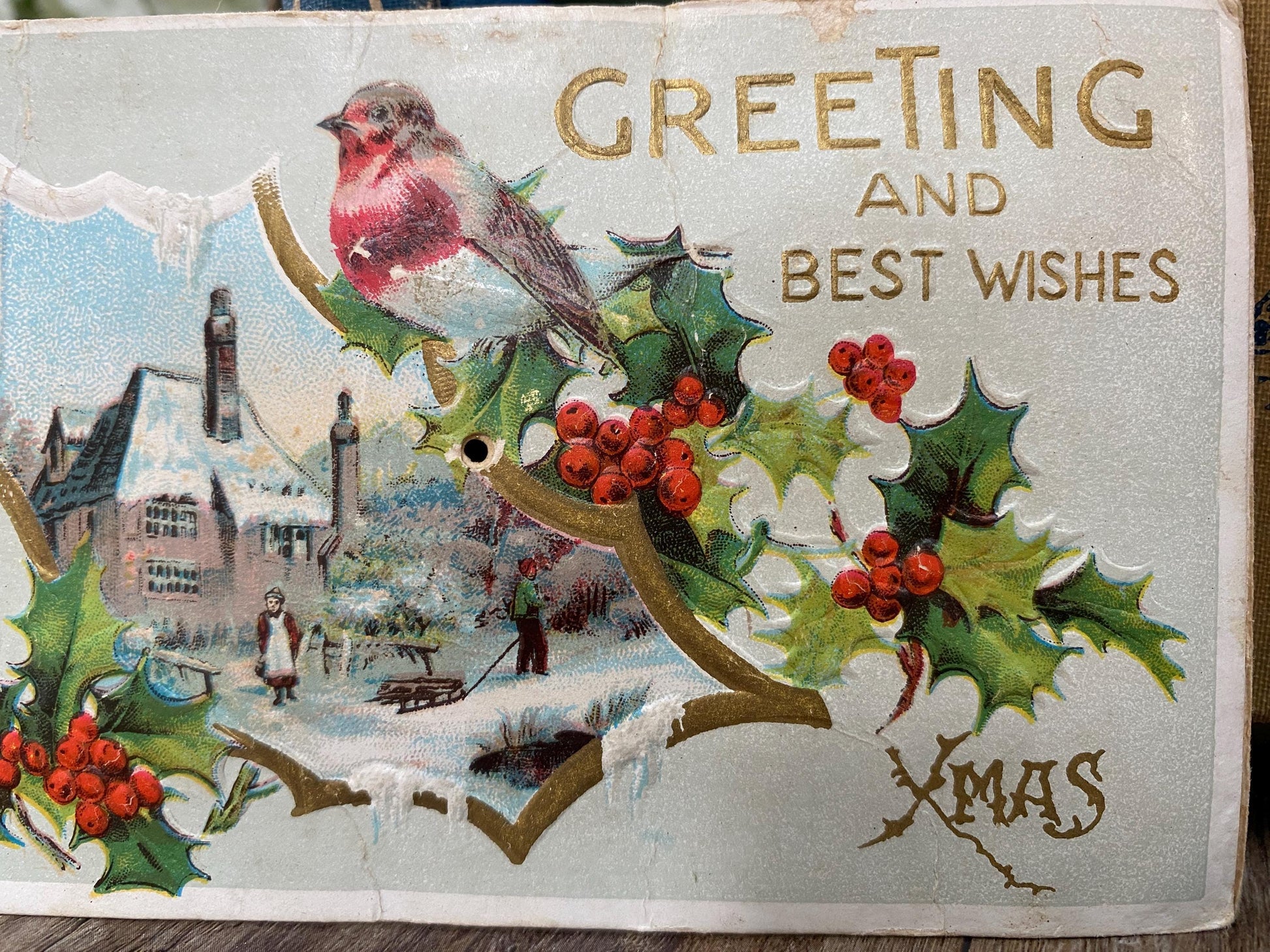 Antique Christmas Postcard, Rare Squeaker Card at Duckwells