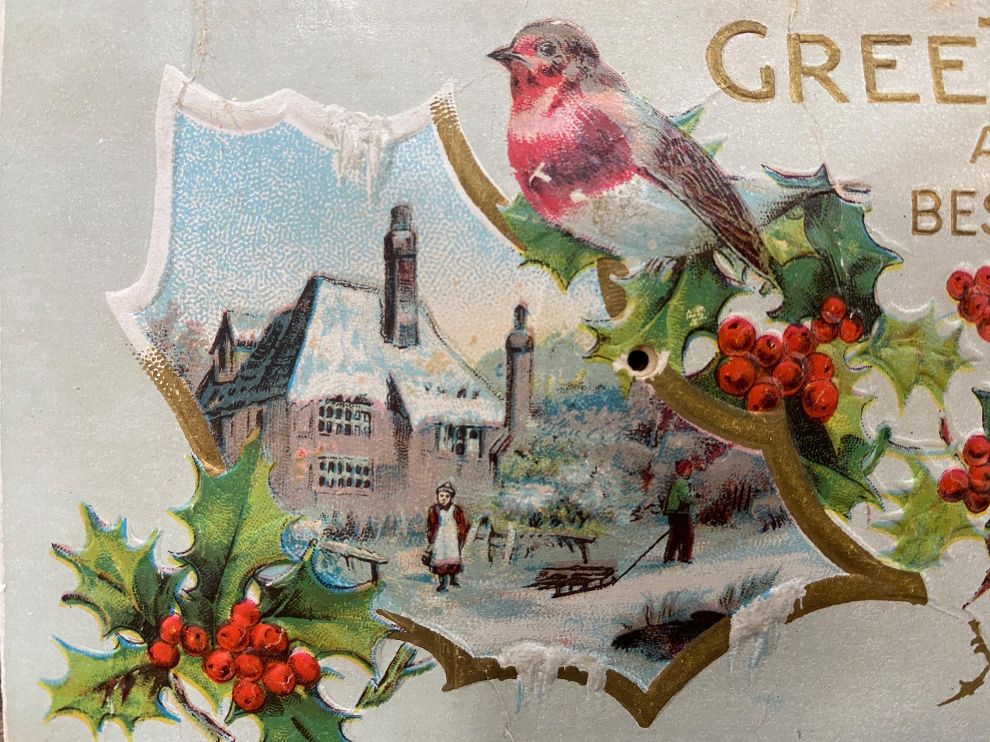 Antique Christmas Postcard, Rare Squeaker Card at Duckwells