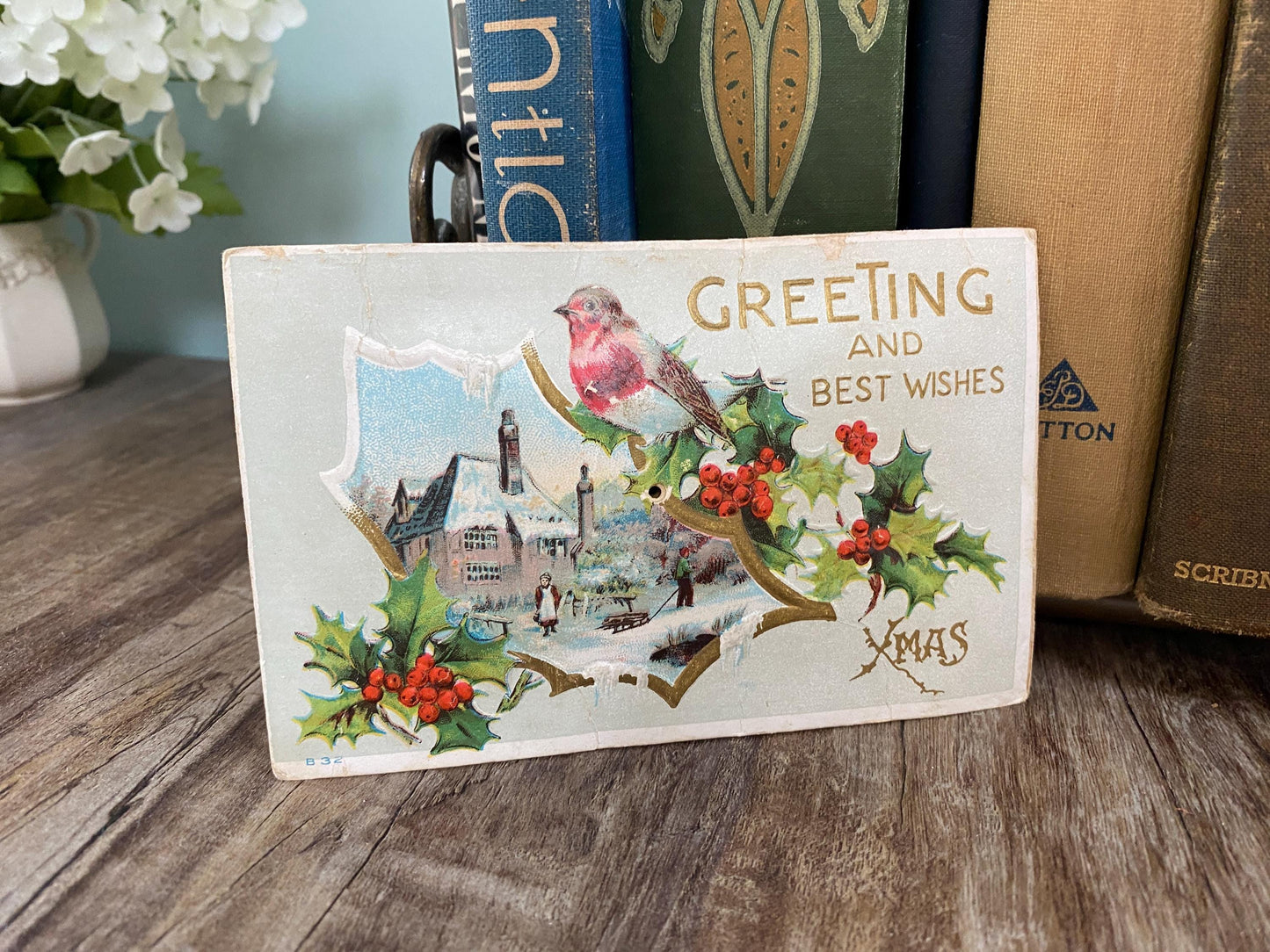 Antique Christmas Postcard, Rare Squeaker Card at Duckwells