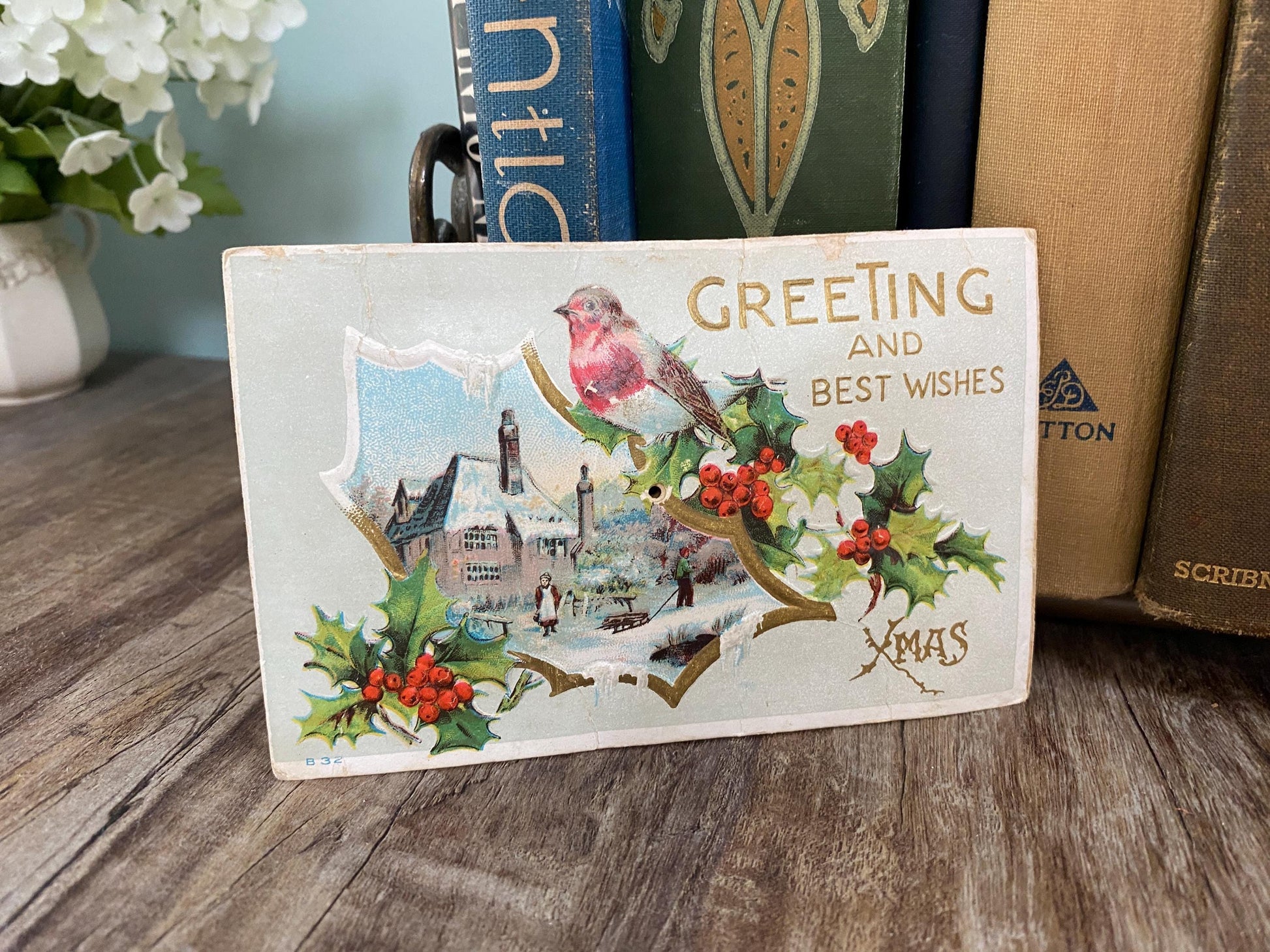 Antique Christmas Postcard, Rare Squeaker Card at Duckwells