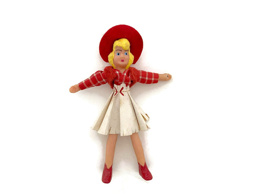 1950s Cowgirl Figurine, Flagg Flexible Doll at Duckwells