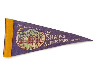 Vintage The Shades Scenic Park Pennant - Indiana Felt Travel Souvenir at Duckwells
