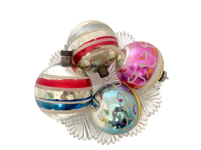 Midcentury Glass Christmas Ornaments Hand Painted Medium Sized at Duckwells