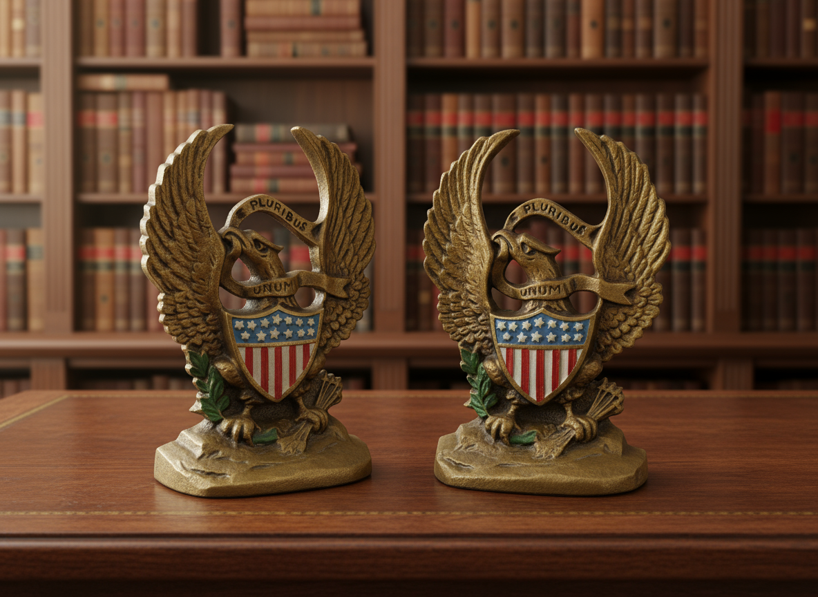 Vintage Patriotic E Pluribus Unum Bookends at Duckwells