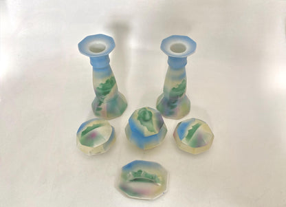 Antique Ceramic Vanity Set Including Candlesticks at Duckwells