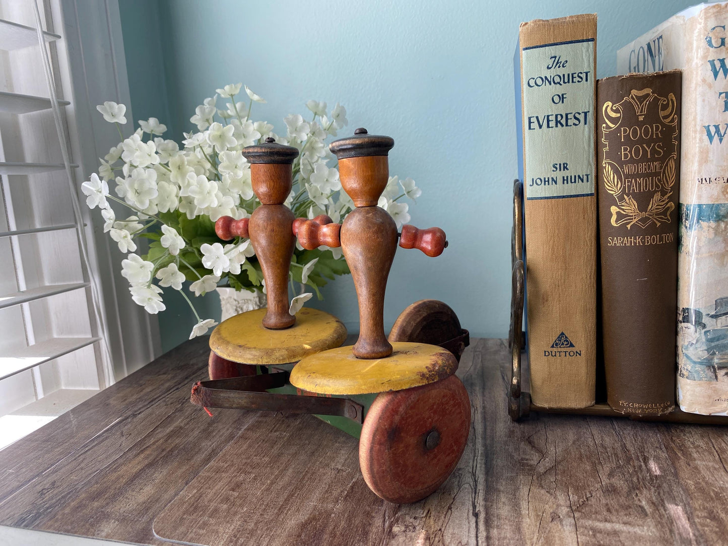 Antique Wood Pull Toy, 1920s Whirly Tinker Sailors at Duckwells