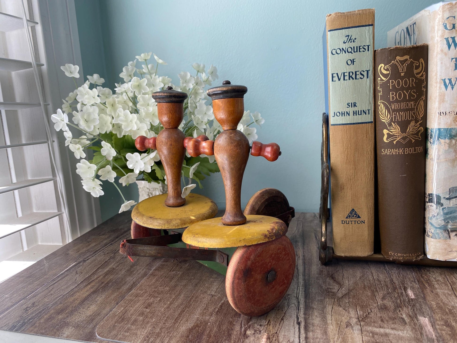Antique Wood Pull Toy, 1920s Whirly Tinker Sailors at Duckwells