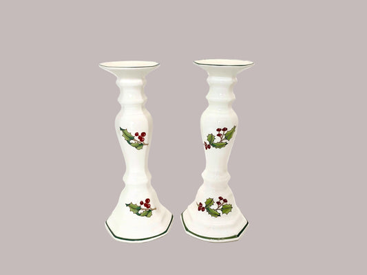 Midcentury Christmas Ceramic Candlesticks at Duckwells