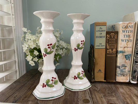 Midcentury Christmas Ceramic Candlesticks at Duckwells