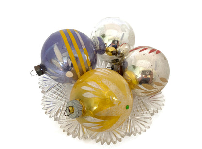 Midcentury Glass Christmas Ornaments Hand Painted Medium Sized at Duckwells