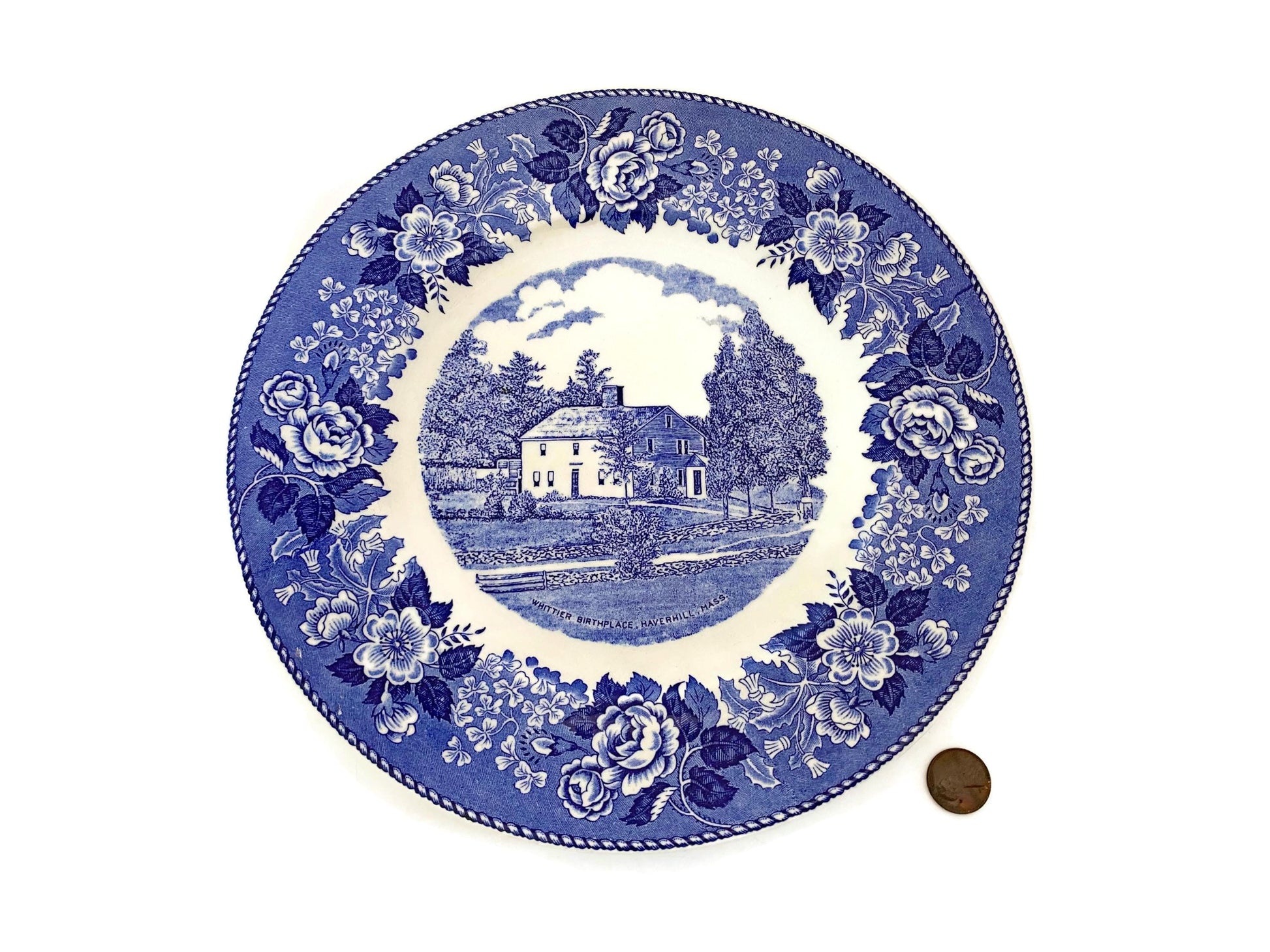 Vintage Haverhill Plate, Whittier Birthplace Massachusetts at Duckwells