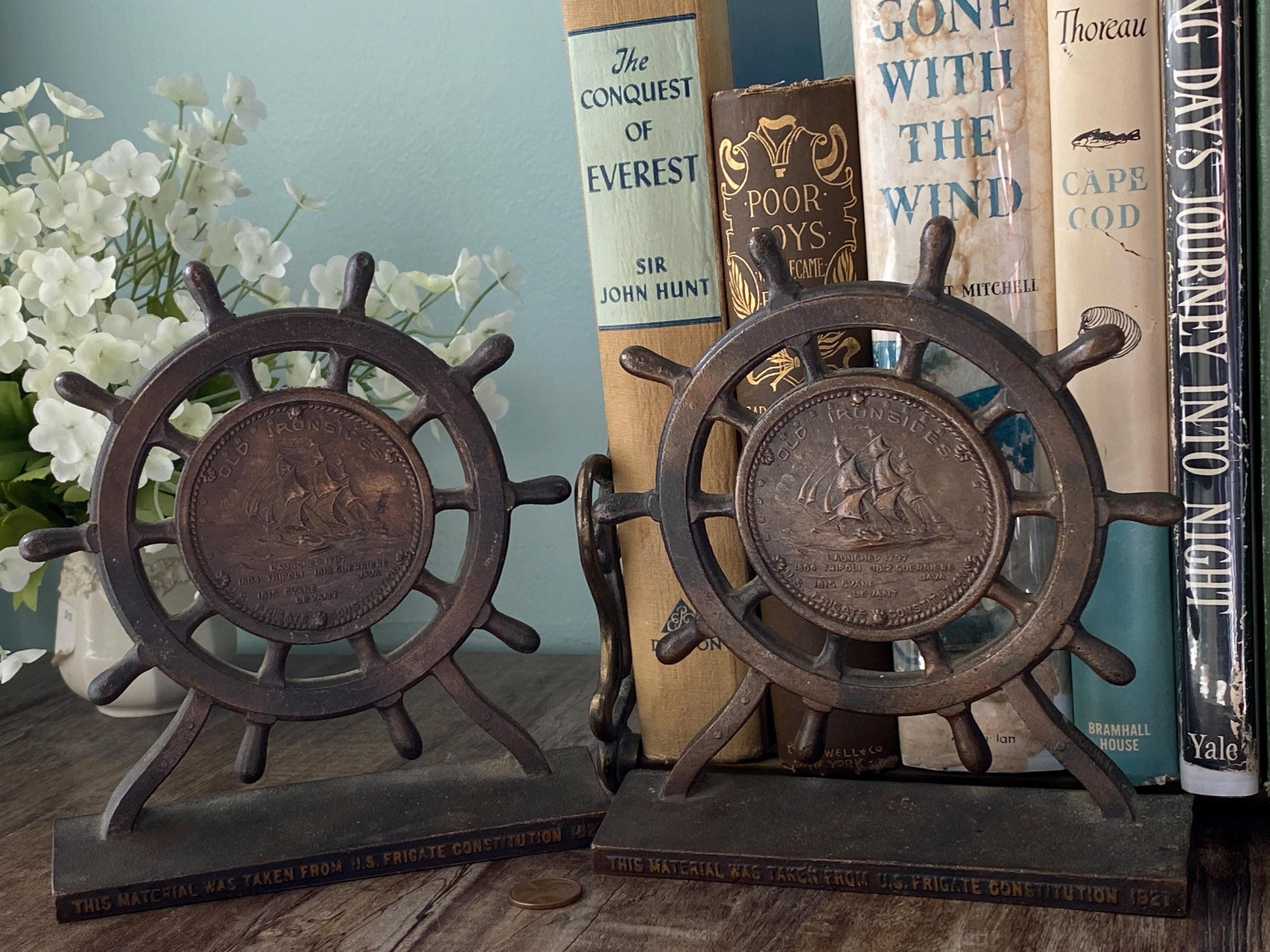 Vintage Old Ironsides USS Constitution Bookends at Duckwells