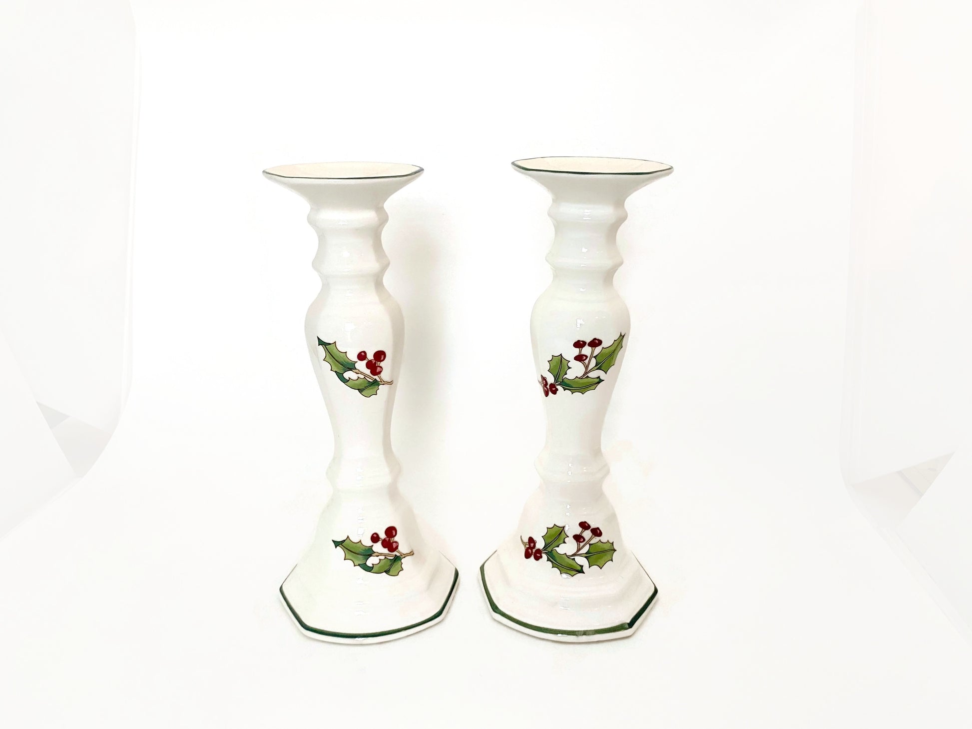 Midcentury Christmas Ceramic Candlesticks at Duckwells