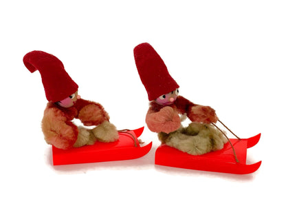 Vintage Pipe Cleaner Elfs on Sleds at Duckwells