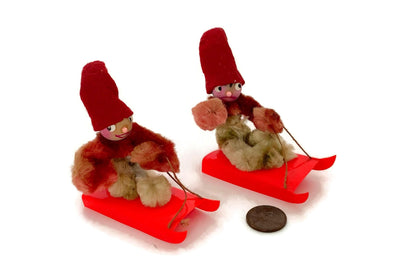 Vintage Pipe Cleaner Elfs on Sleds at Duckwells