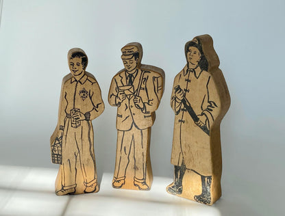 Vintage Wood Workmen Figurines at Duckwells