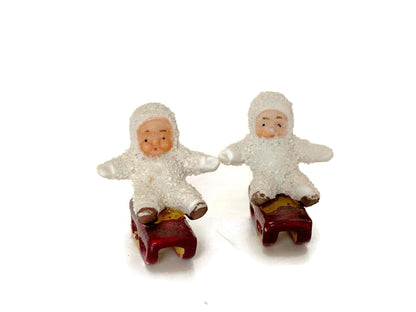 Antique German Bisque Porcelain Snow Baby Figurines at Duckwells