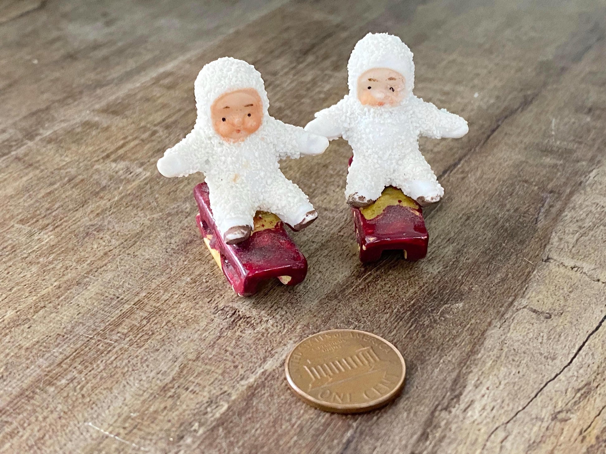 Antique German Bisque Porcelain Snow Baby Figurines at Duckwells