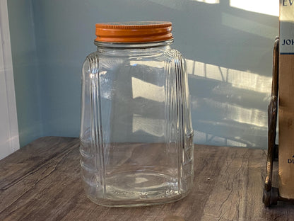 Vintage Glass Jar, Art Deco, with Solo Cup Advertisement at Duckwells