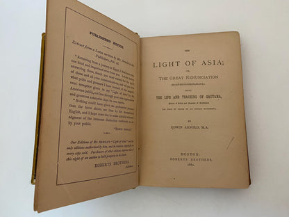 Antique Book, The Light of Asia; or The Great Renunciation, 1880 at Duckwells