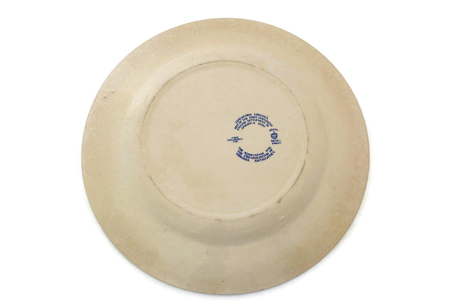 Vintage Jamestown Virginia Blue and White Plate at Duckwells