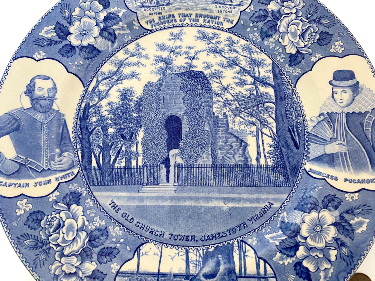 Vintage Jamestown Virginia Blue and White Plate at Duckwells