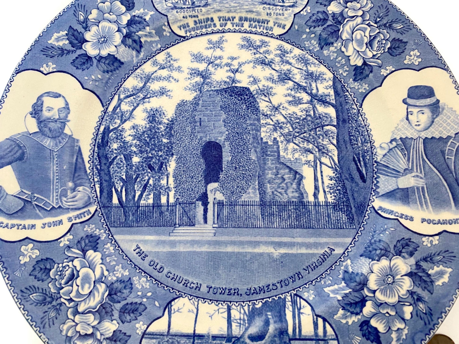 Vintage Jamestown Virginia Blue and White Plate at Duckwells