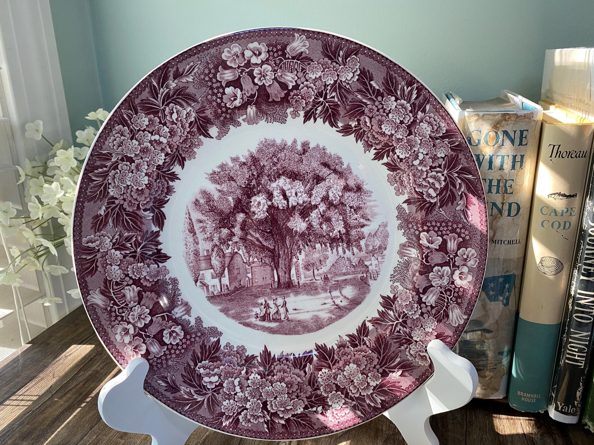 Vintage The Washington Elm Wedgwood Souvenir Plate, Cambridge Massachusetts at Duckwells