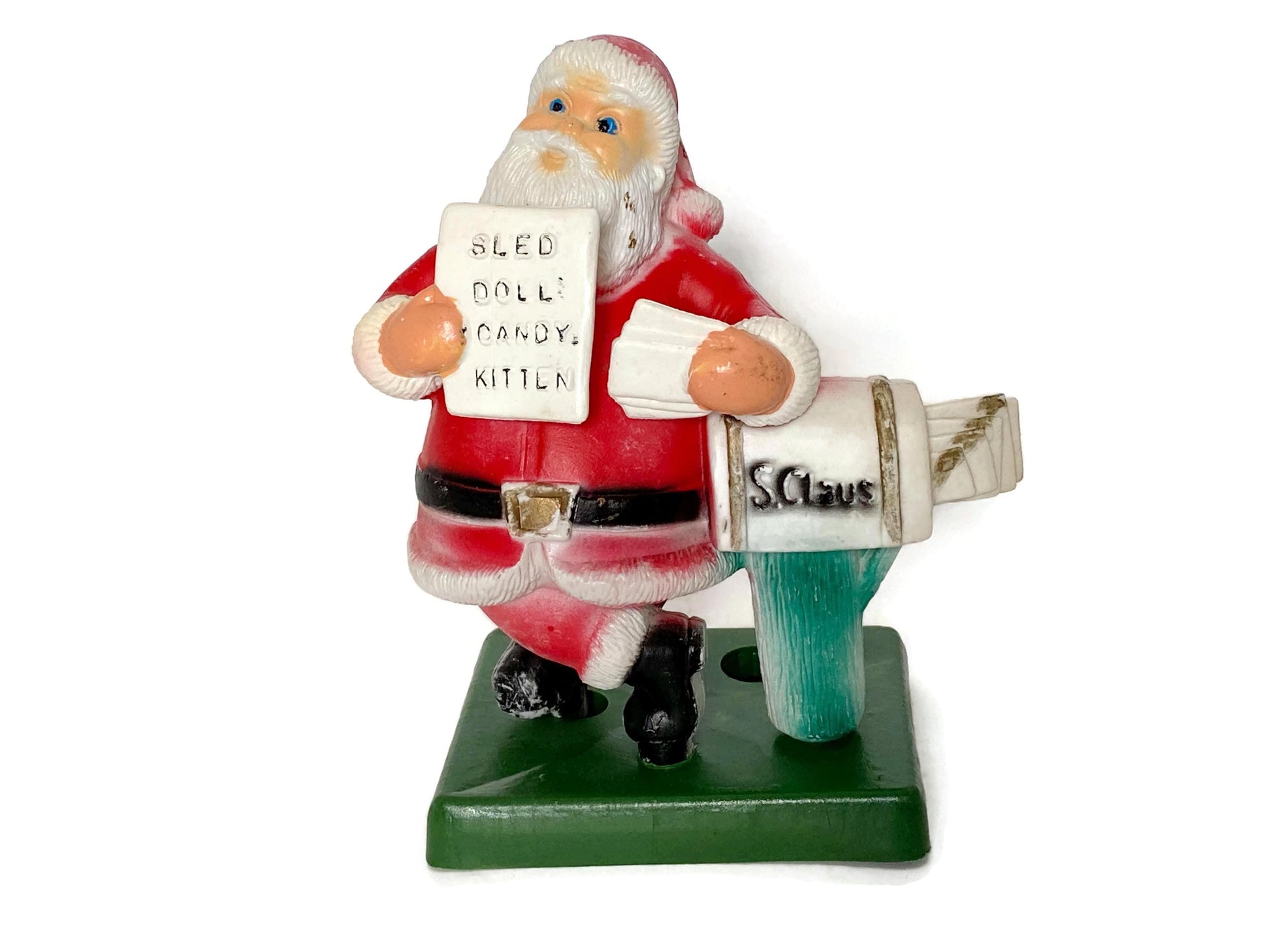 Midcentury Plastic Santa Figurine, Tabletop Blow Mold at Duckwells