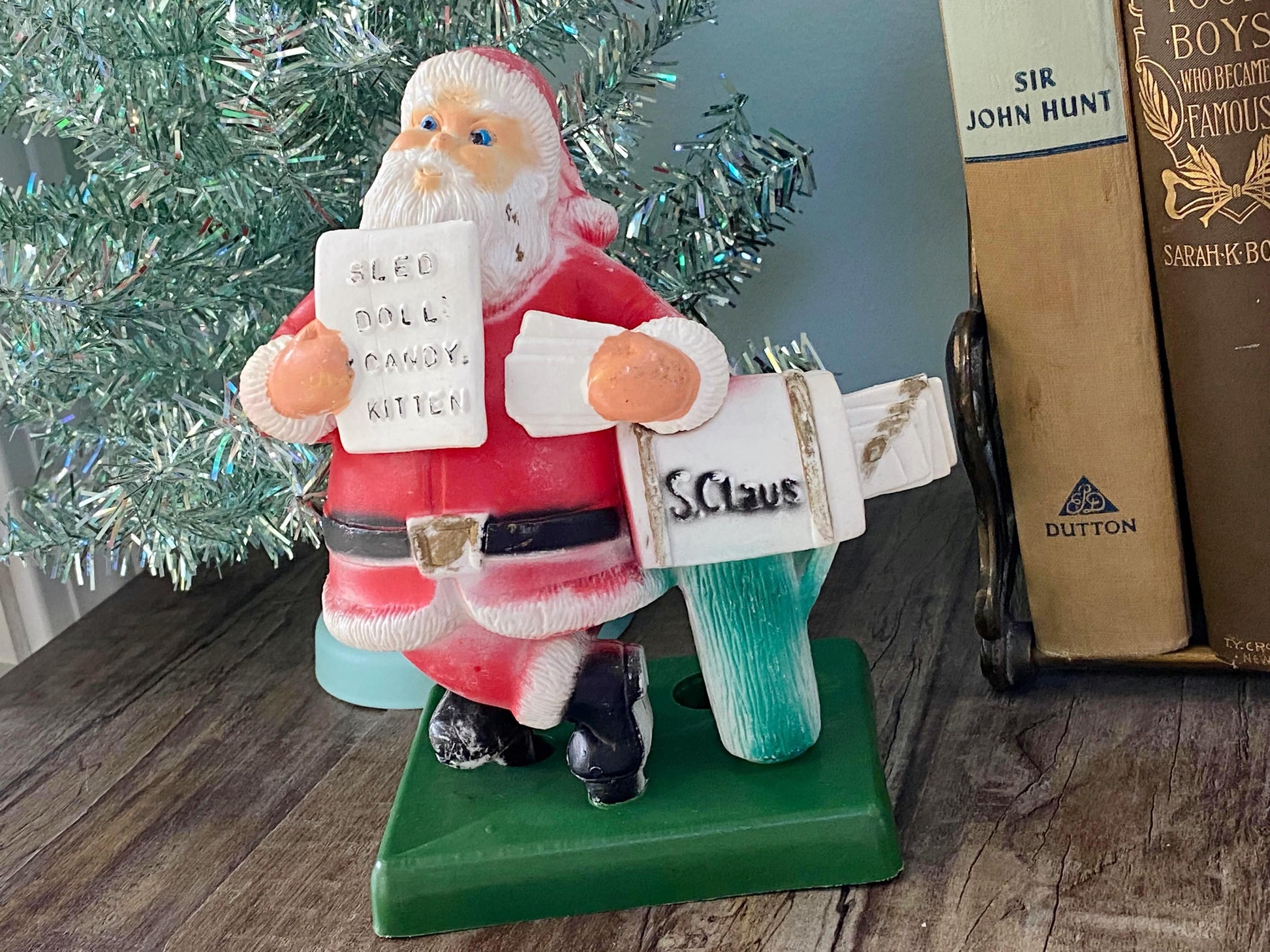 Midcentury Plastic Santa Figurine, Tabletop Blow Mold at Duckwells