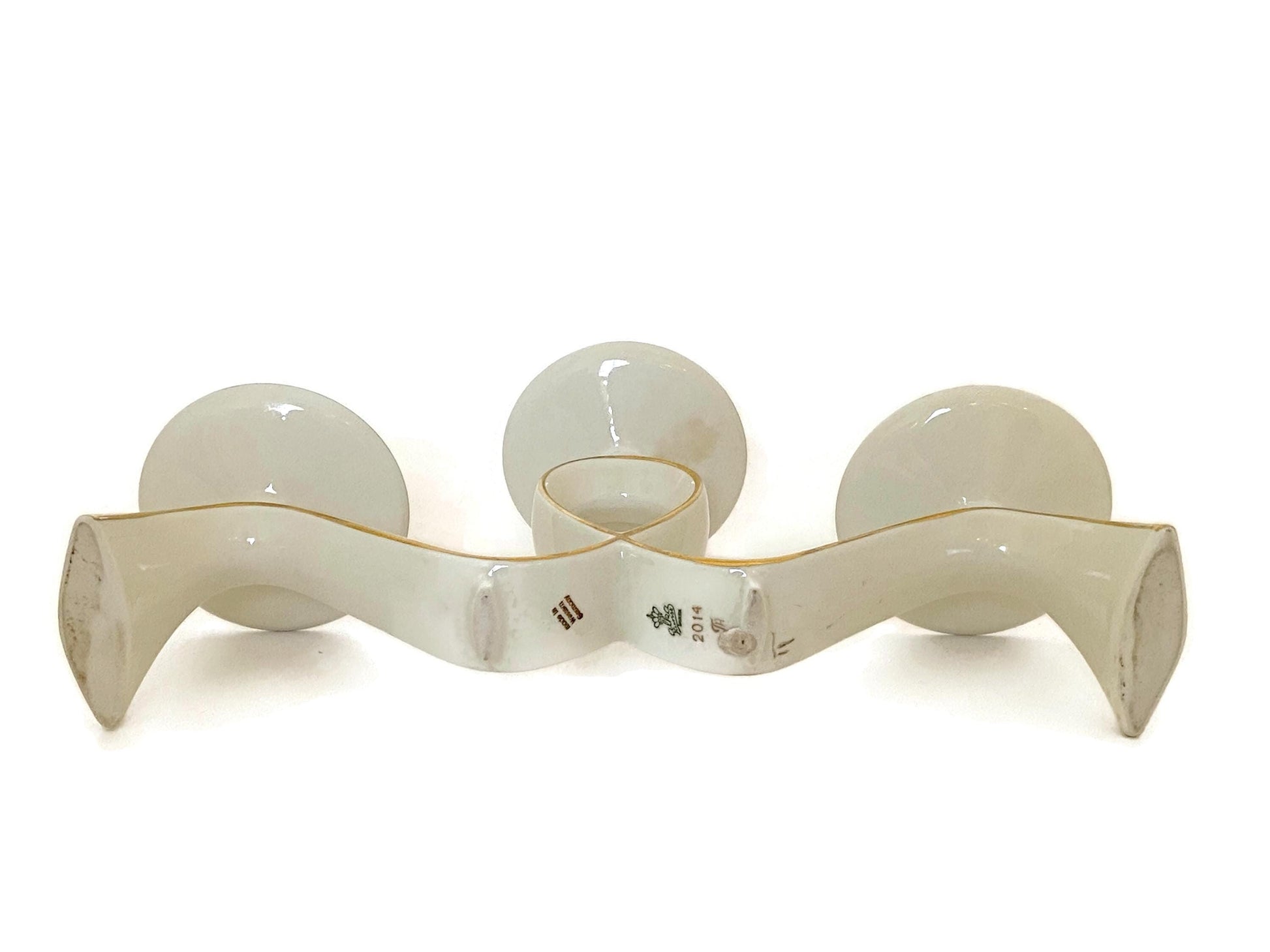 Midcentury White and Gold Candleholder at Duckwells