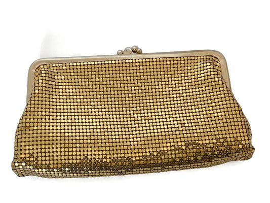 Vintage Whiting & Davis Gold Clutch Purse at Duckwells