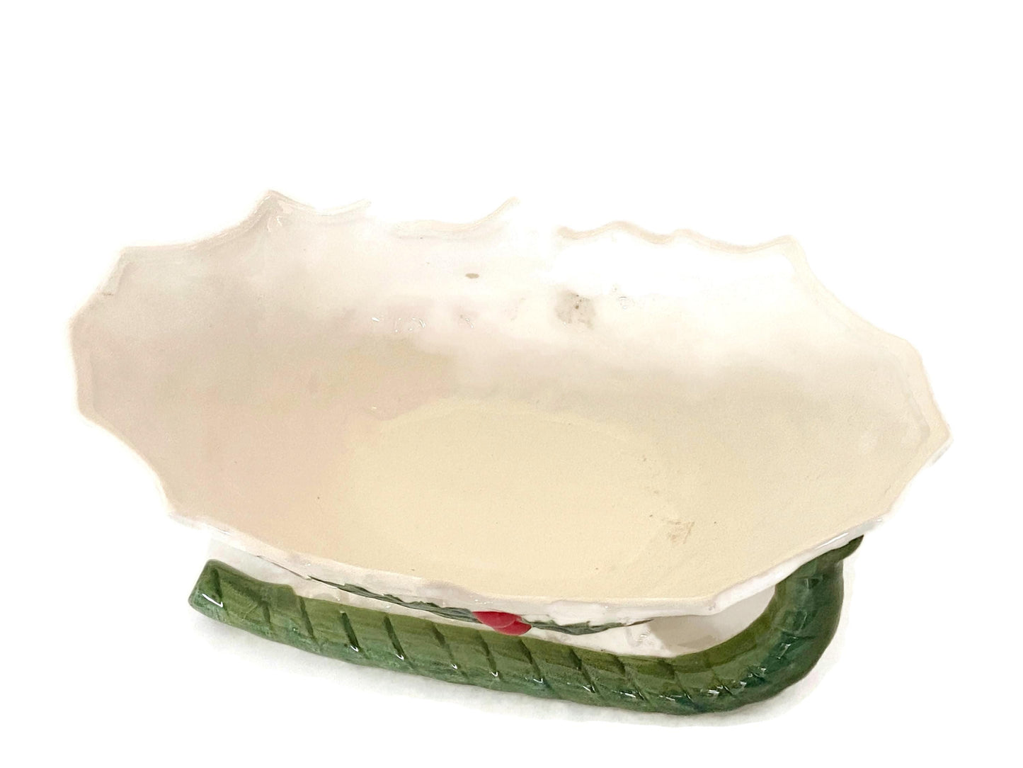 Midcentury Lefton Ceramic White Holly Sleigh at Duckwells