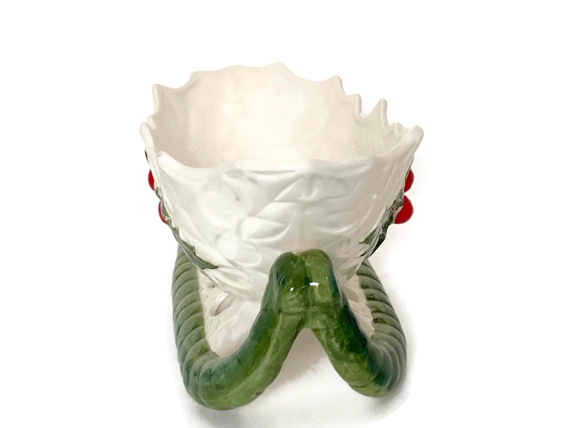 Midcentury Lefton Ceramic White Holly Sleigh at Duckwells